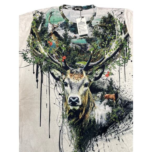Hoodie Lab 4XL Men’s AOP Deer Nature T-Shirt All Over Print Art By Riza Peker - Picture 5 of 9